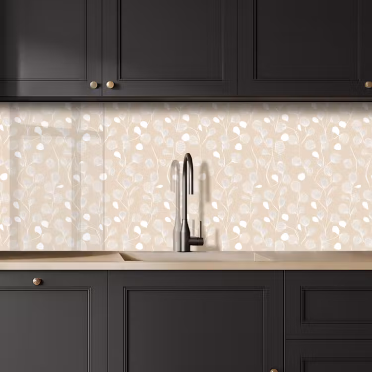 Keuken achterwand - Bladeren - Patroon - Beige - Wit — 6