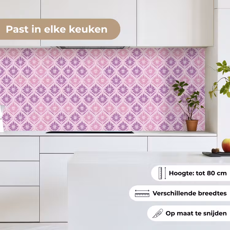 Keuken achterwand - Bloemenruit - Patroon - Paars — 4