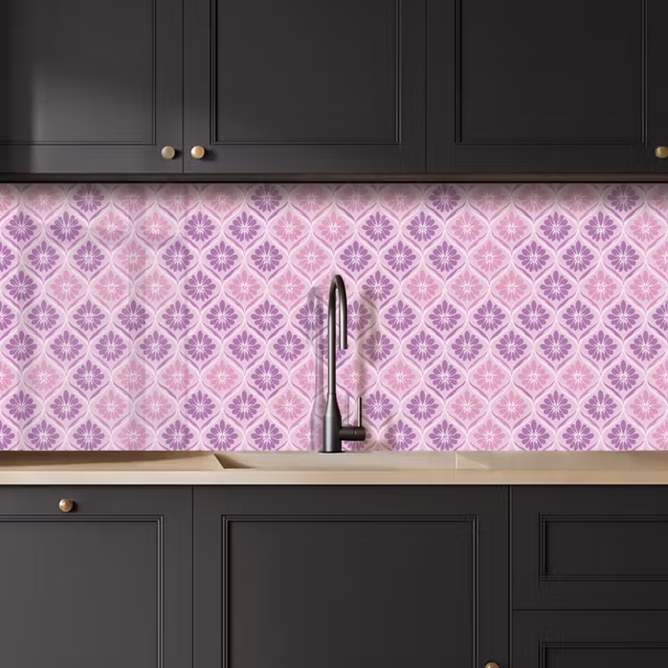 Keuken achterwand - Bloemenruit - Patroon - Paars — 6