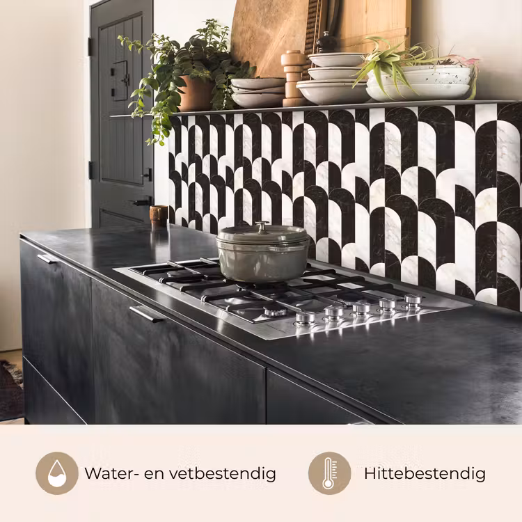 Keuken achterwand - Bogen - Tegels - Marmer - Zwart - Wit — 3