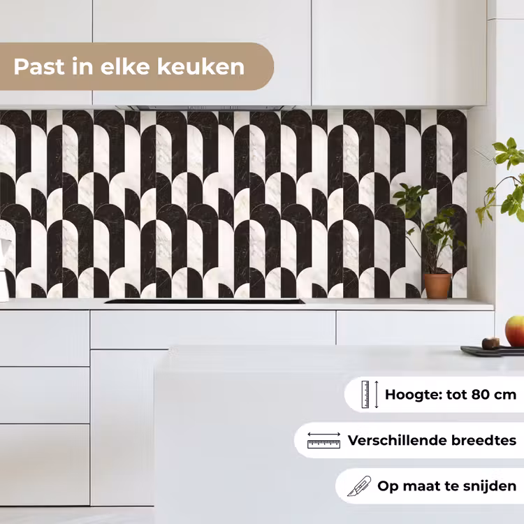 Keuken achterwand - Bogen - Tegels - Marmer - Zwart - Wit — 4