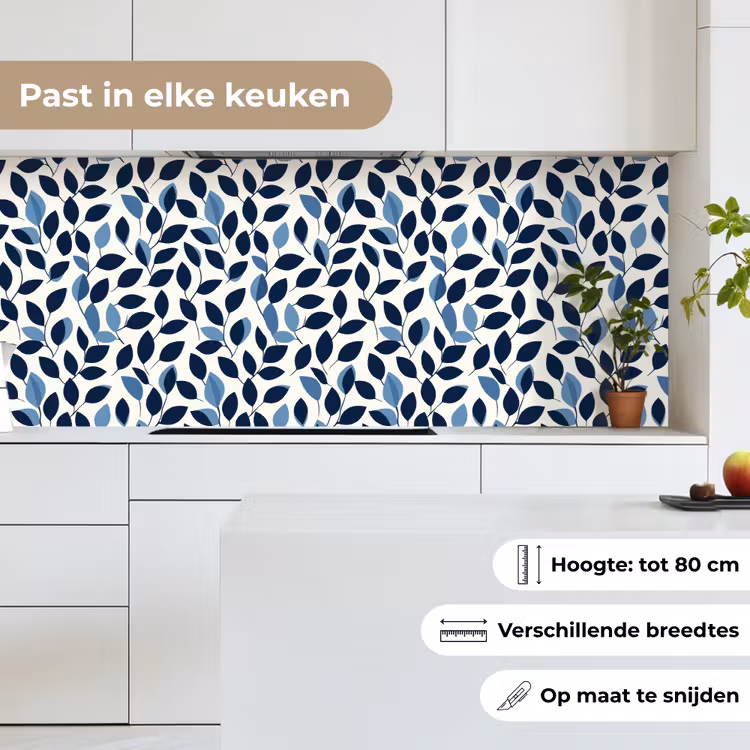 Keuken achterwand - Grafisch - Bladmotief - Diepblauw — 4