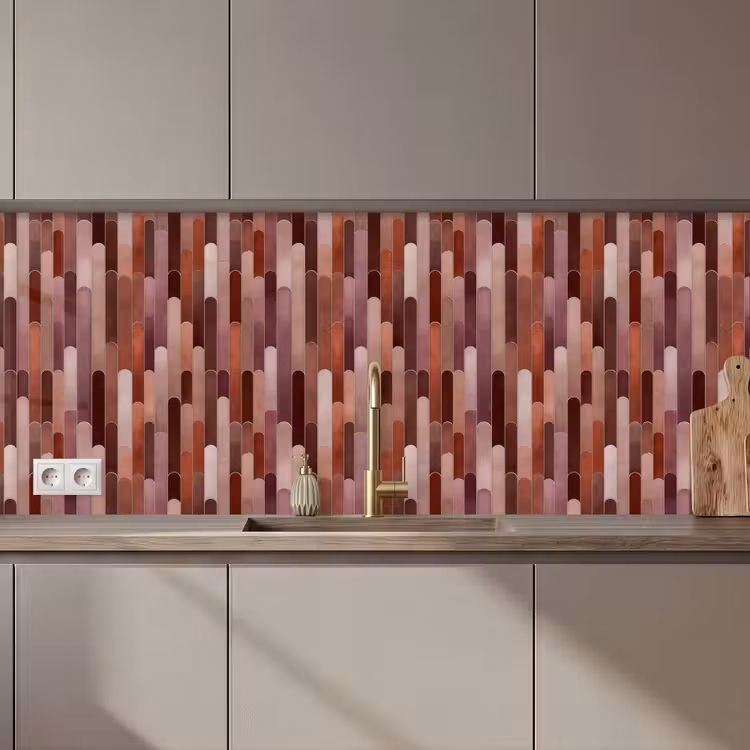 Keuken achterwand - Langwerpig - Tegels - Rood - Koper — 1