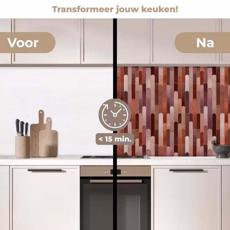 Keuken achterwand - Langwerpig - Tegels - Rood - Koper — 2