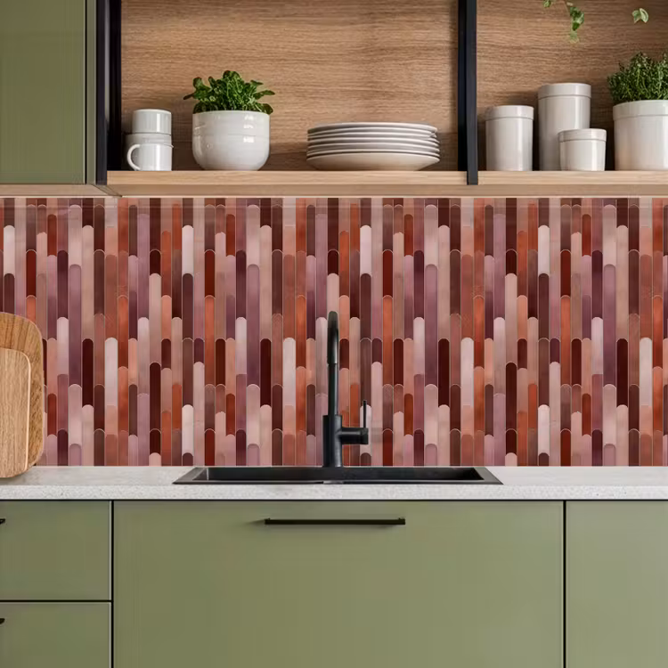 Keuken achterwand - Langwerpig - Tegels - Rood - Koper — 5