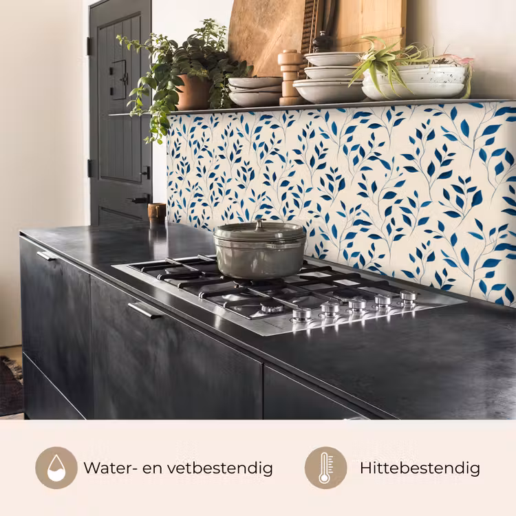 Keuken achterwand - Patroon - Blauw- Beige — 3