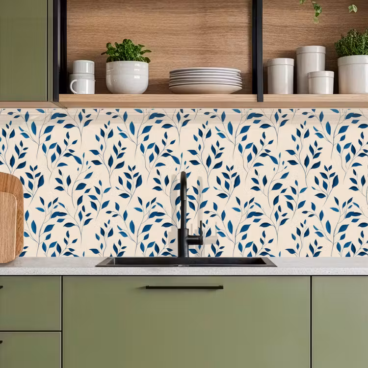 Keuken achterwand - Patroon - Blauw- Beige — 5