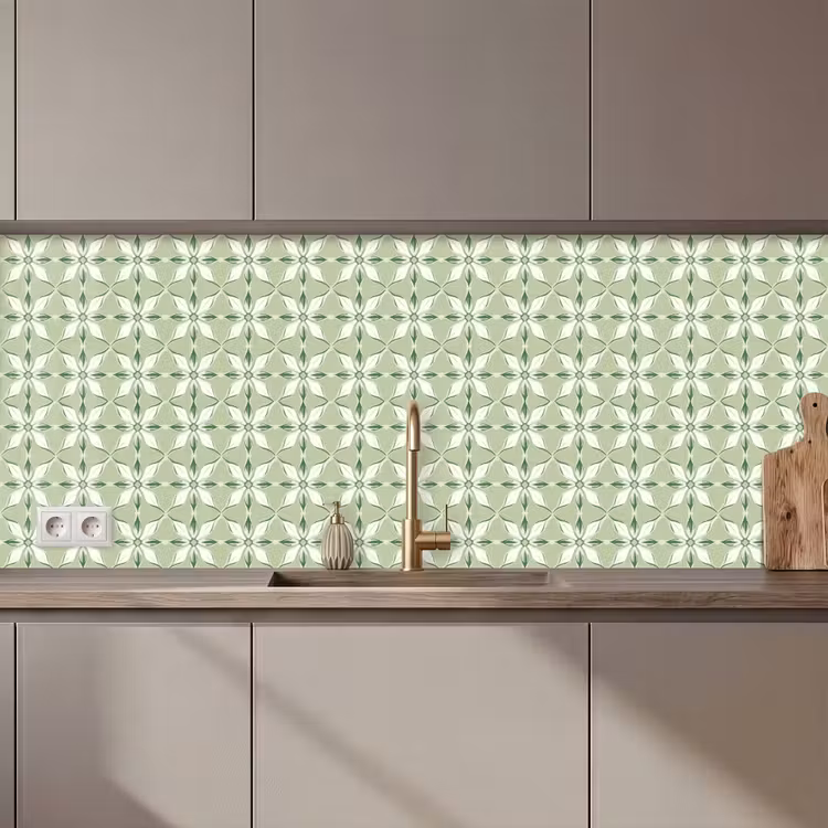 Keuken achterwand - Patroon - Bloemenvorm - Groen — 1