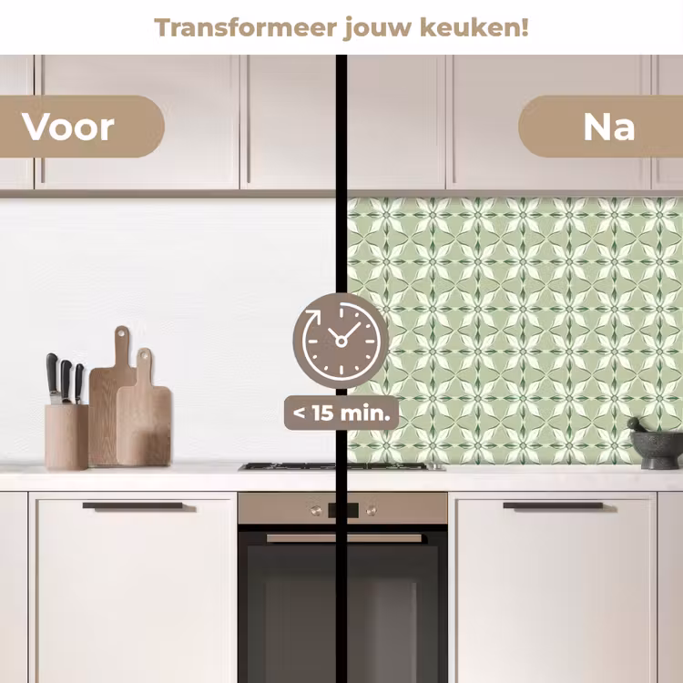 Keuken achterwand - Patroon - Bloemenvorm - Groen — 2