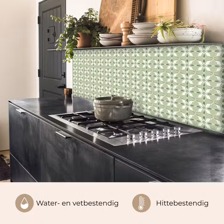 Keuken achterwand - Patroon - Bloemenvorm - Groen — 3