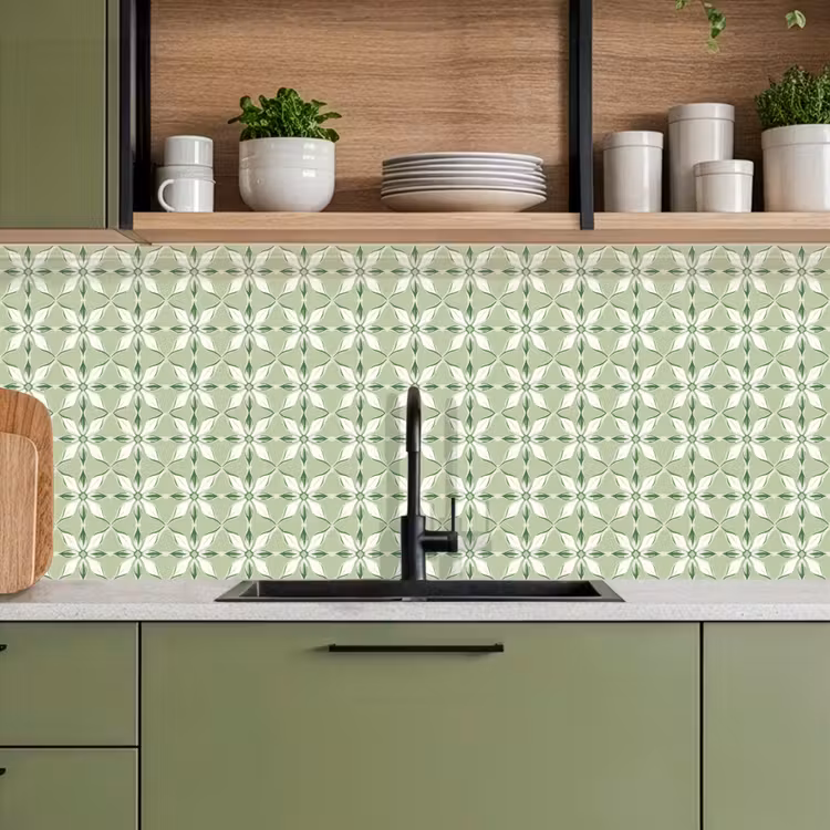 Keuken achterwand - Patroon - Bloemenvorm - Groen — 5
