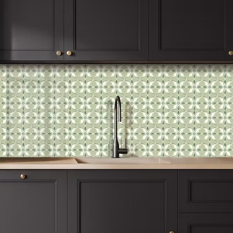 Keuken achterwand - Patroon - Bloemenvorm - Groen — 6