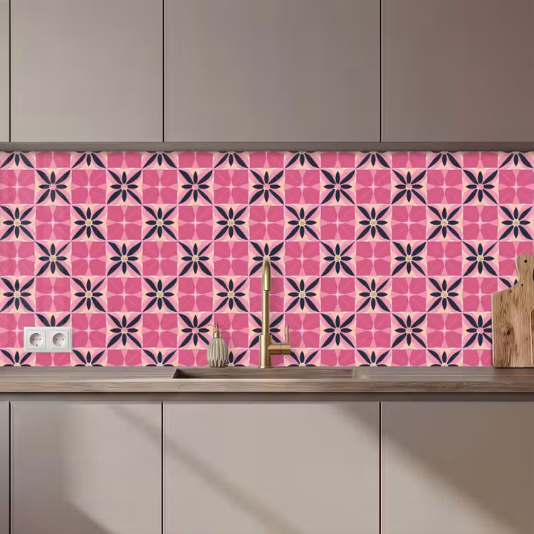 Keuken achterwand - Patroon - Bloemmotief - Meerkleurig — 1