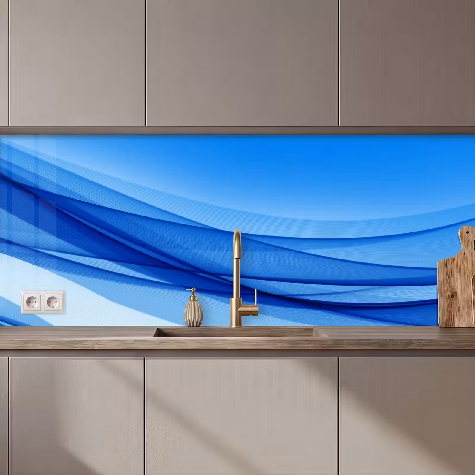 Keuken achterwand - Golven - Helder - Blauw — 1