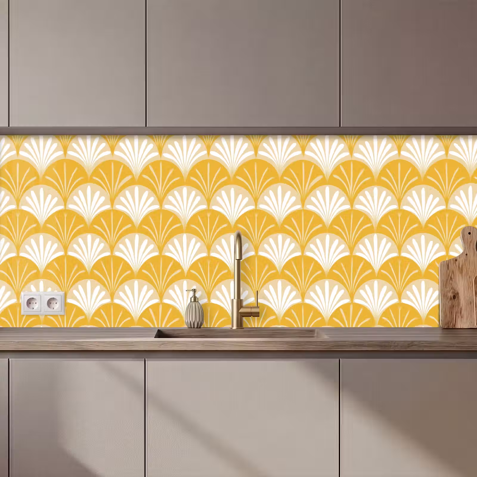 Keuken achterwand - Waaier - Geel - Art — 1
