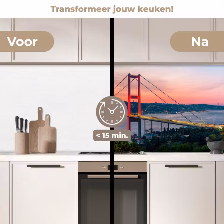Keuken achterwand - Brug - Rood - Skyline - Water — 2
