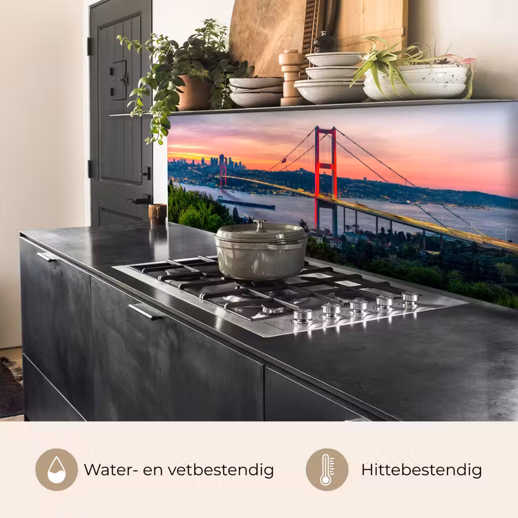 Keuken achterwand - Brug - Rood - Skyline - Water — 3