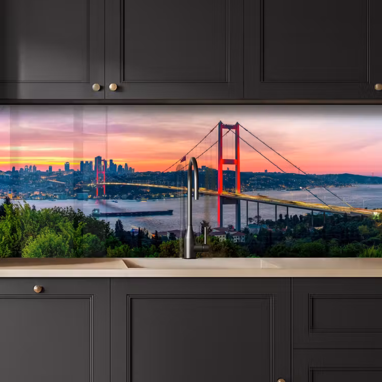 Keuken achterwand - Brug - Rood - Skyline - Water — 6