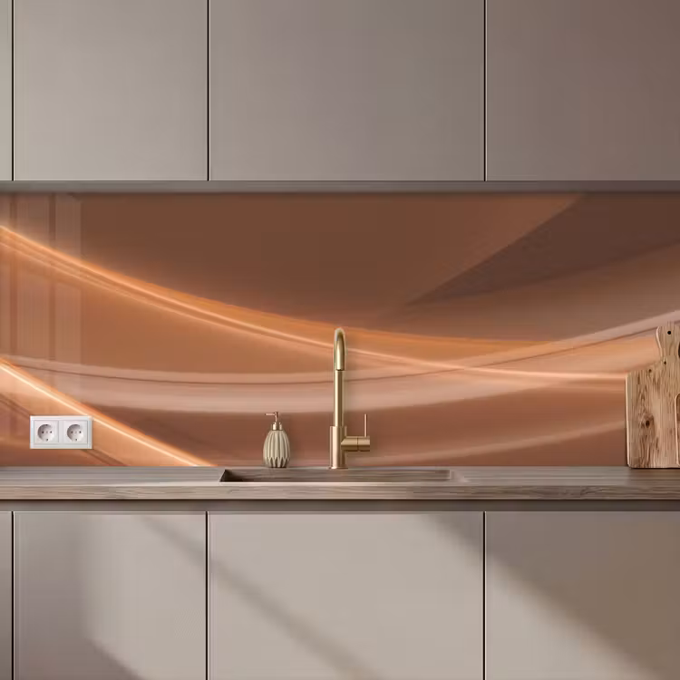 Keuken achterwand - Golven - Abstract - Bruin — 1