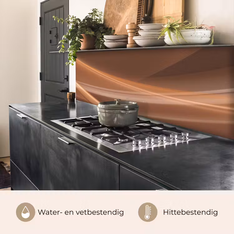 Keuken achterwand - Golven - Abstract - Bruin — 3