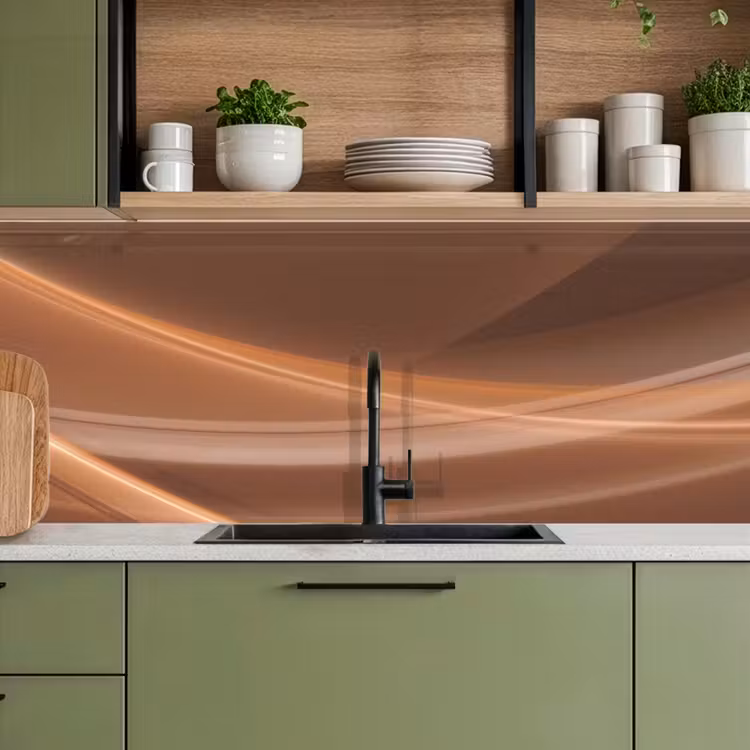 Keuken achterwand - Golven - Abstract - Bruin — 5