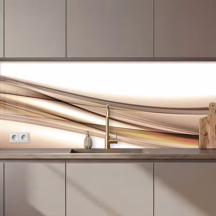Keuken achterwand - Golven - Abstract - Taupe — 1