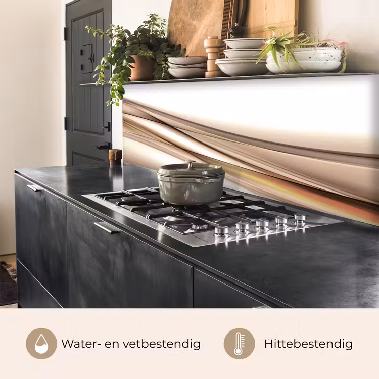 Keuken achterwand - Golven - Abstract - Taupe — 3