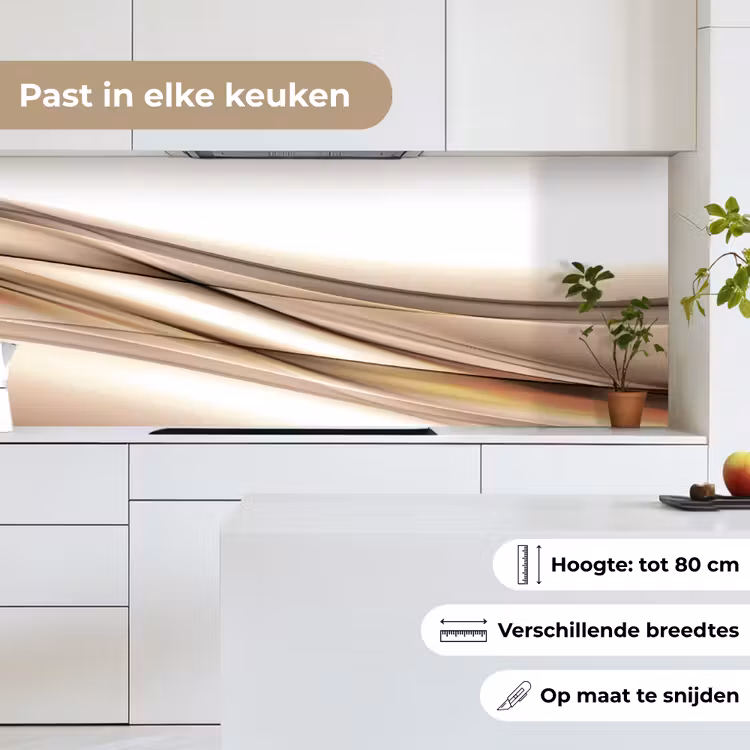 Keuken achterwand - Golven - Abstract - Taupe — 4