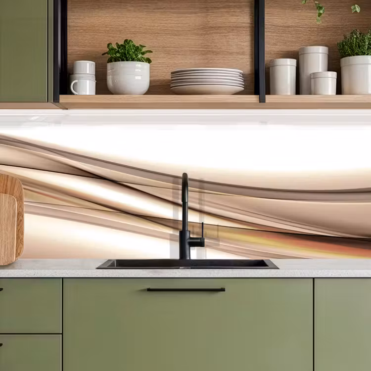 Keuken achterwand - Golven - Abstract - Taupe — 5