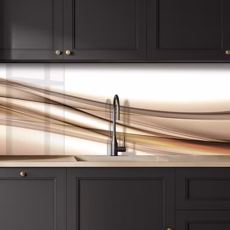Keuken achterwand - Golven - Abstract - Taupe — 6
