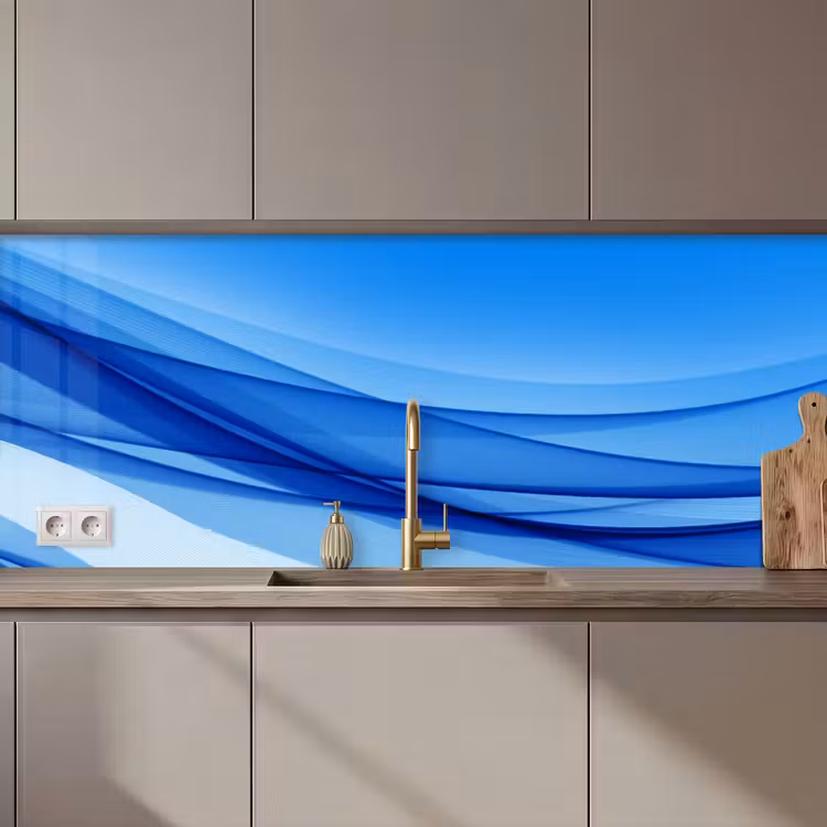 Keuken achterwand - Golven - Helder - Blauw — 1