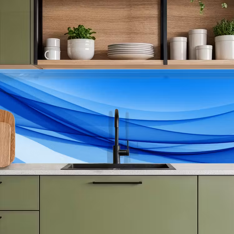 Keuken achterwand - Golven - Helder - Blauw — 5
