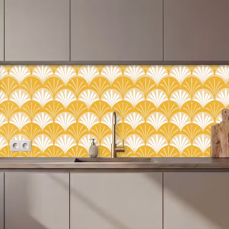 Keuken achterwand - Waaier - Geel - Art — 1