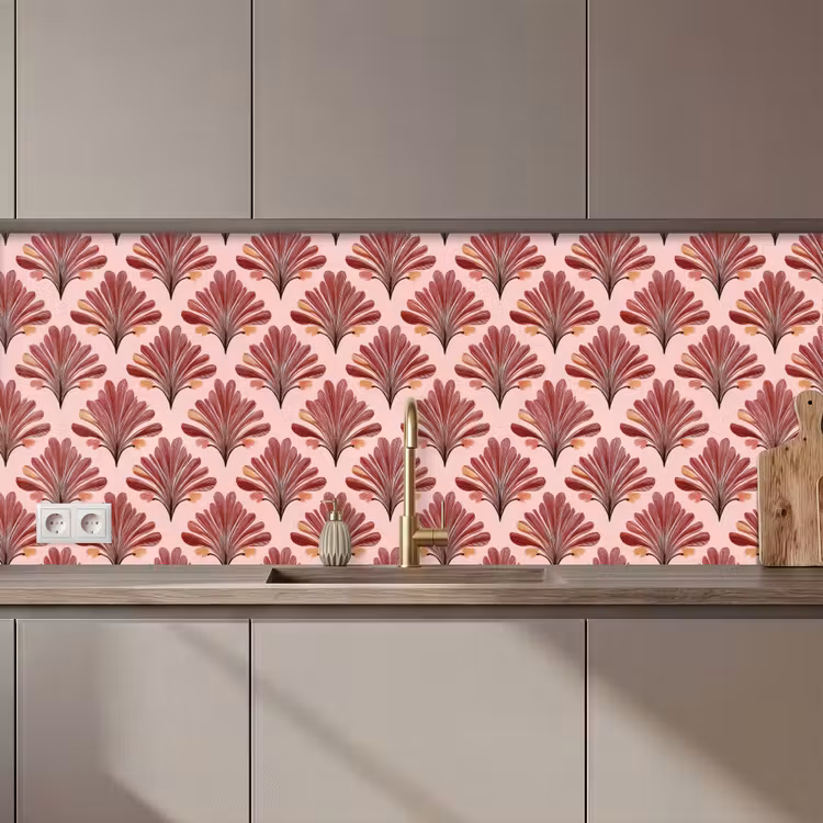 Keuken achterwand - Waaier - Roze - Rood — 1