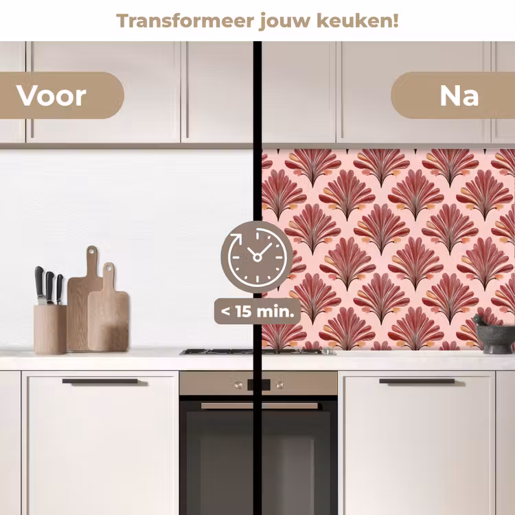 Keuken achterwand - Waaier - Roze - Rood — 2