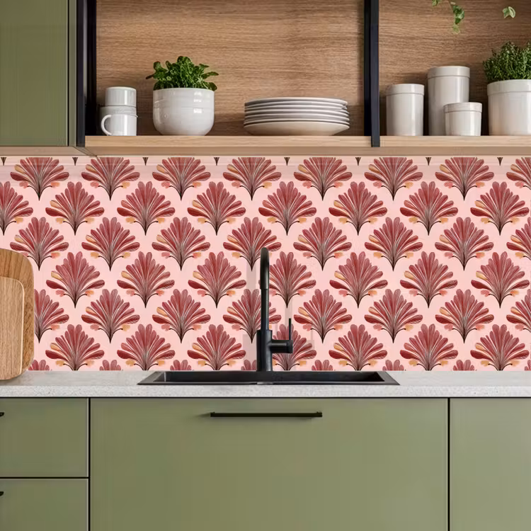 Keuken achterwand - Waaier - Roze - Rood — 5