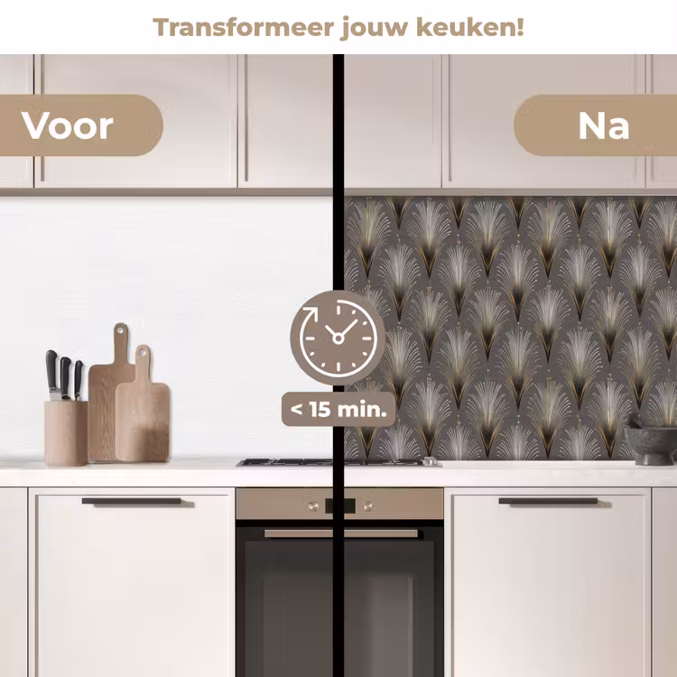Keuken achterwand - Waaierstralen - Goud - Antraciet — 2