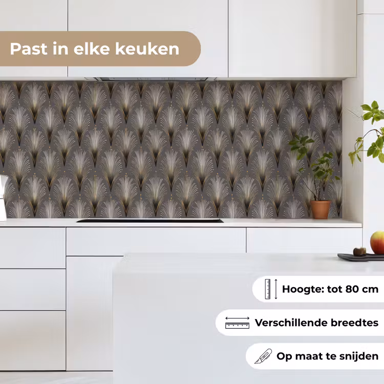 Keuken achterwand - Waaierstralen - Goud - Antraciet — 4