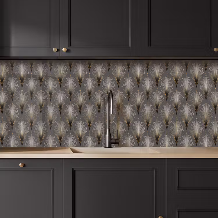 Keuken achterwand - Waaierstralen - Goud - Antraciet — 6