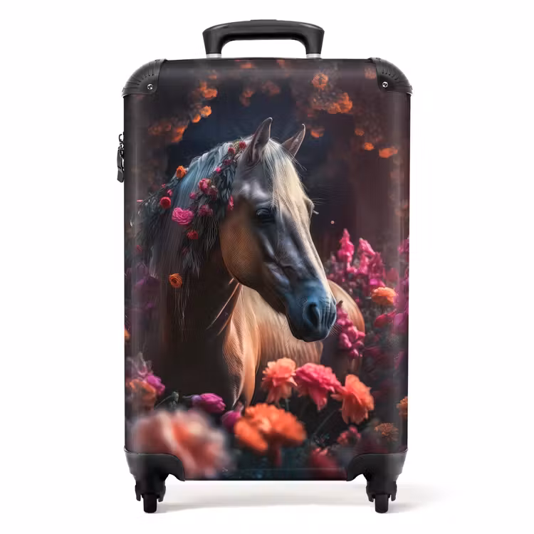 Koffer - Koffer - Paard - Bloemen - Paars - Oranje - Dieren — 1