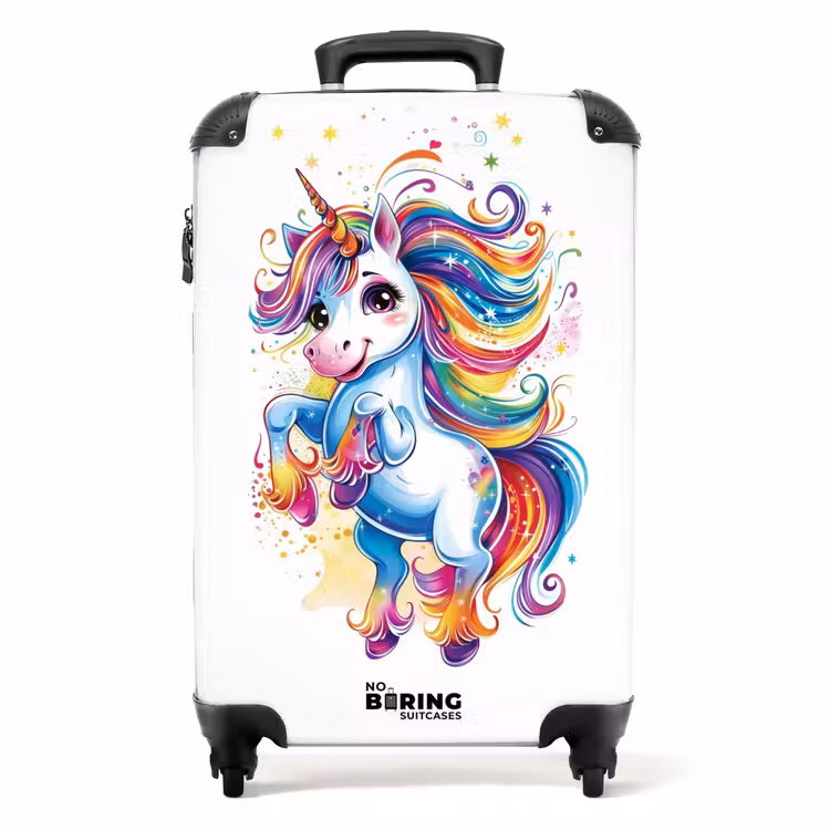 Koffer - Steigerende Eenhoorn met Regenboogmanen — 1
