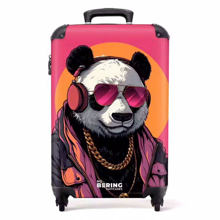 Koffer - Panda met Koptelefoon, Zonnebril en Gouden Ketting — 1