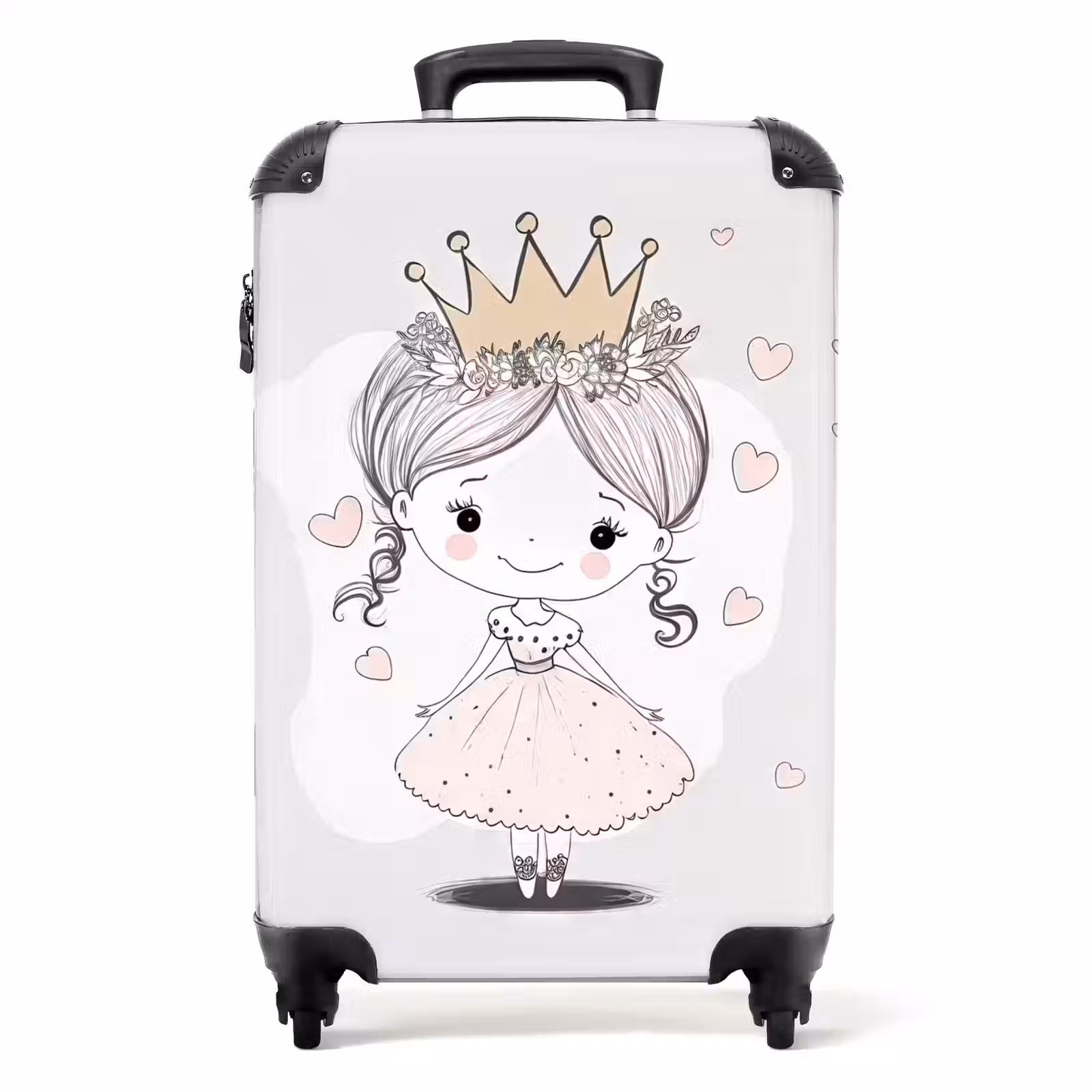 Koffer - Prinses met kroon en roze hartjes — 1