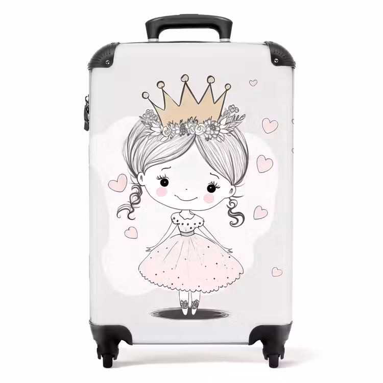 Koffer - Prinses met kroon en roze hartjes — 1