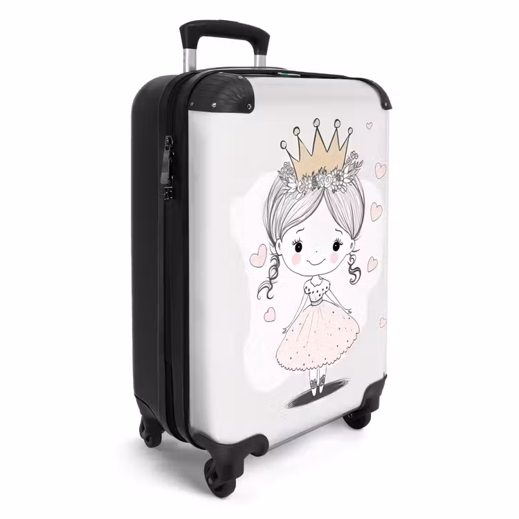Koffer - Prinses met kroon en roze hartjes — 2