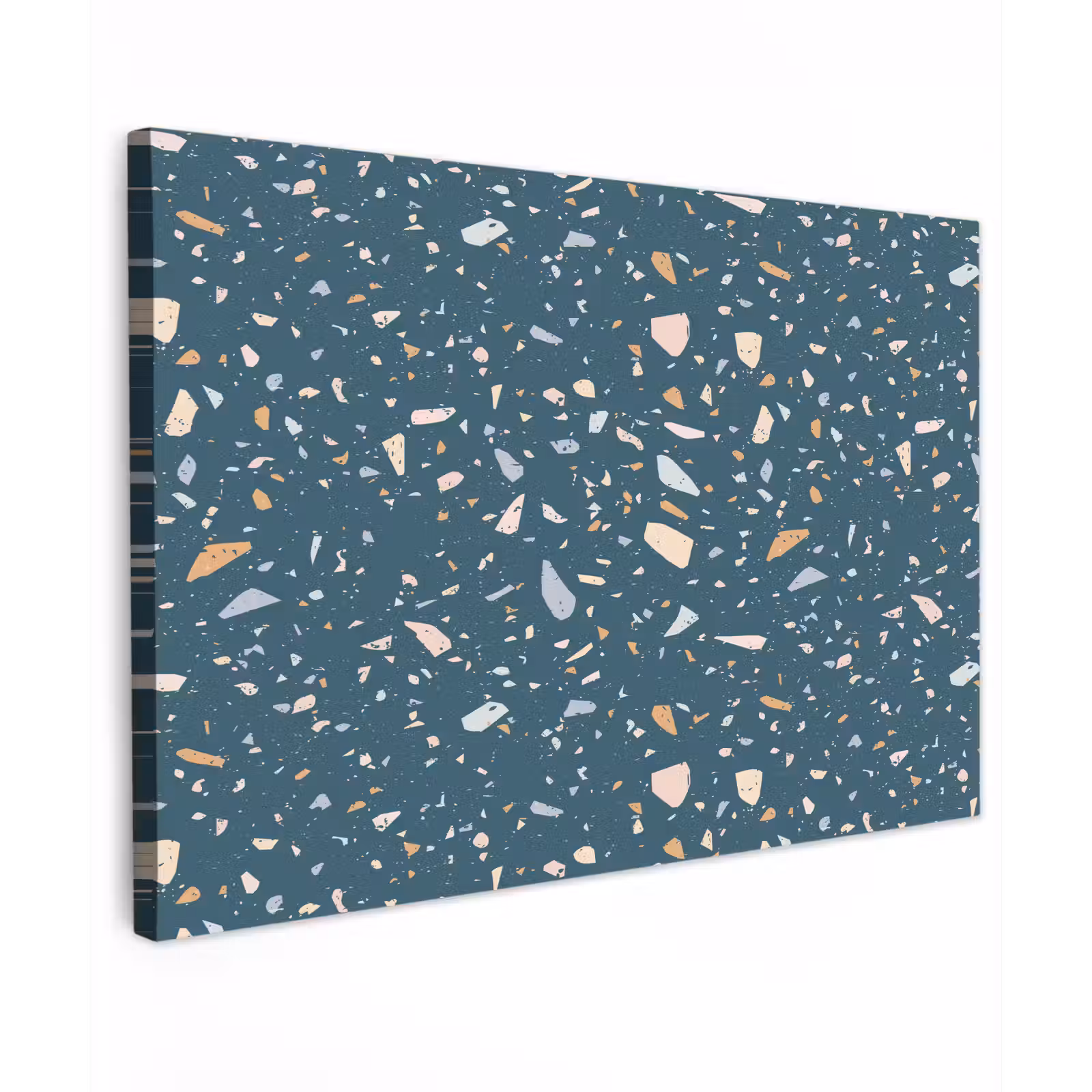 Buiten canvas - Terrazzo - Patroon - Kleurrijk - Diep blauw — 1