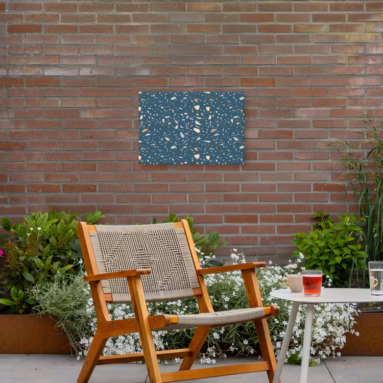 Buiten canvas - Terrazzo - Patroon - Kleurrijk - Diep blauw — 2