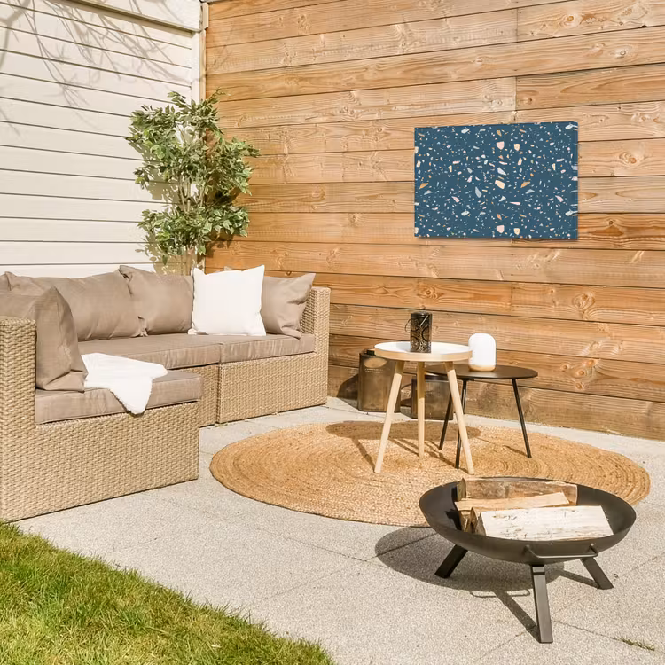 Buiten canvas - Terrazzo - Patroon - Kleurrijk - Diep blauw — 5