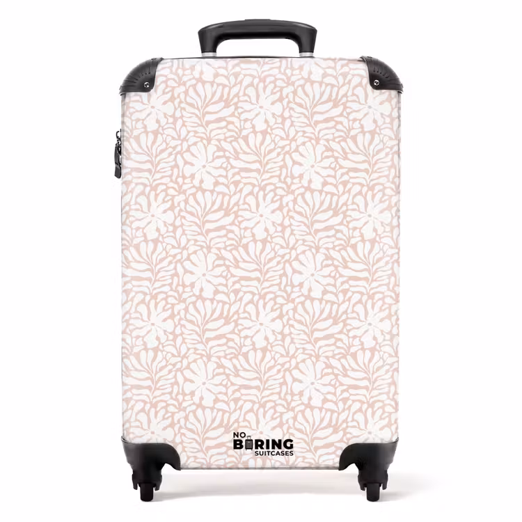 Koffer - Bloemen en bladeren op beige achtergrond — 1