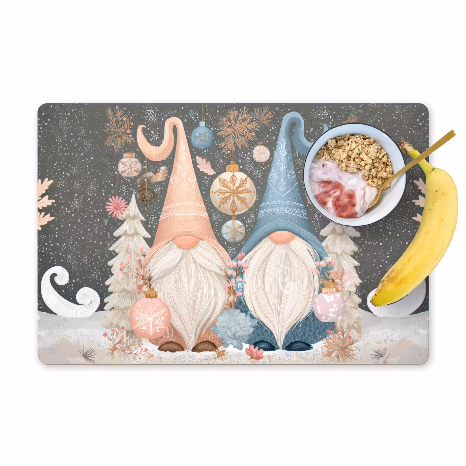 Placemat - 6 stuks - Kerst - Gnomen - Pastel — 1